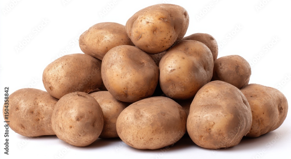 Pile of Fresh Potatoes on White Background, Representing Healthy Eating and Agricultural Produce : Generative AI Pile of Fresh Potatoes on White Background, Representing Healthy Eating and Agricultural Produce : Generative AI