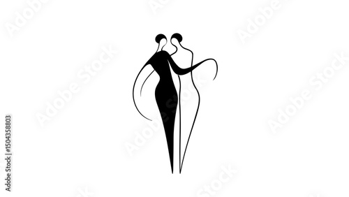 Dancing figures unite in harmony, celebrating love and connection through graceful movements and elegant forms