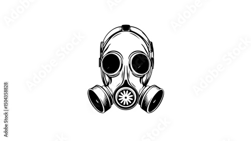 Artistic representation of a gas mask showcasing dystopian themes in a monochromatic design