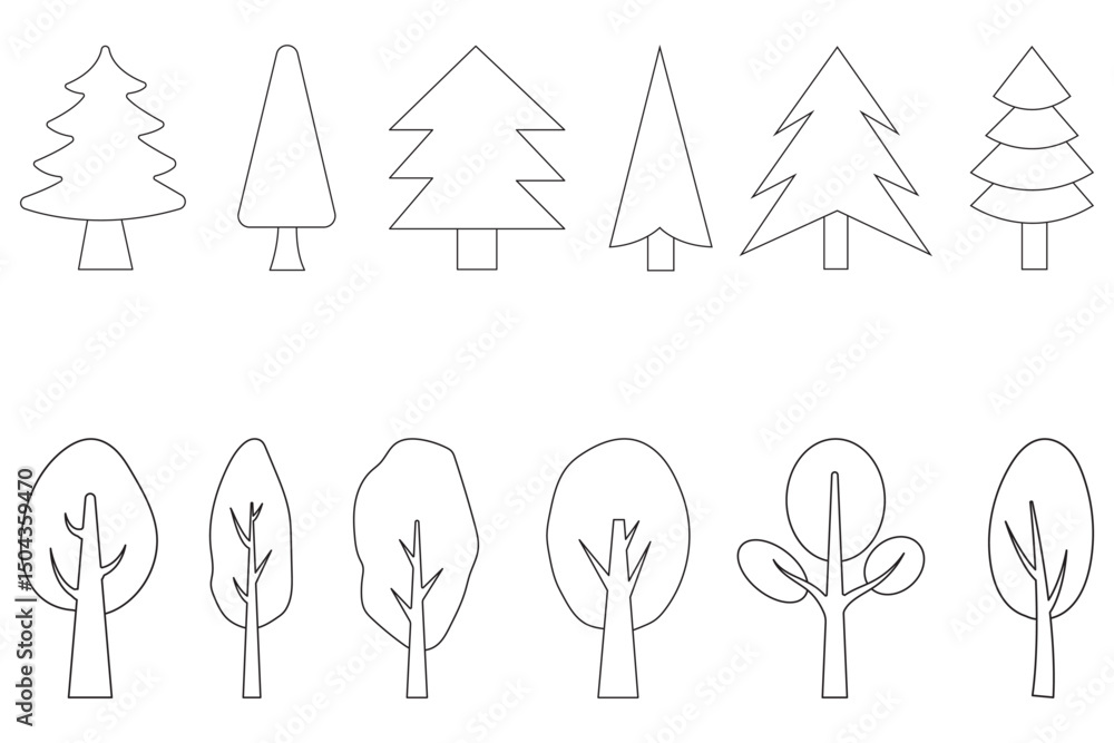 Collection of Tree and Forest Related Line Icons. Editable Stroke for Design, Web Sites, Apps, Cards. Set includes icons as modern tree decoration with star, new year tree with garland and eps 10 Collection of Tree and Forest Related Line Icons. Editable Stroke for Design, Web Sites, Apps, Cards. Set includes icons as modern tree decoration with star, new year tree with garland and eps 10