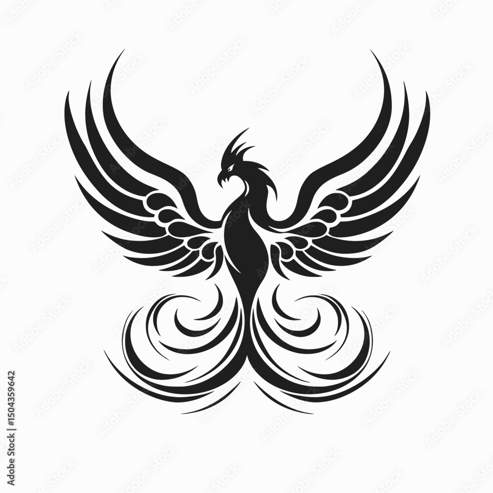 Fototapeta premium Phoenix bird mythical fire vector tattoo tribal illustration design graphic symbol emblem logo art animal