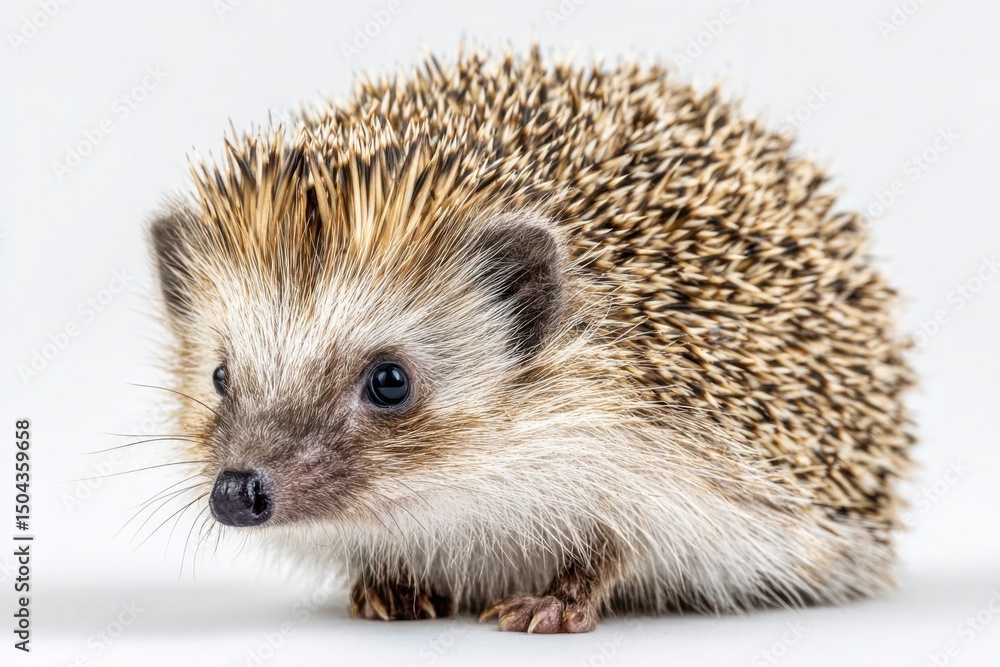 Obraz premium Close-Up of a Cute Hedgehog on White Background, Symbolizing Wildlife Conservation and Animal Protection : Generative AI
