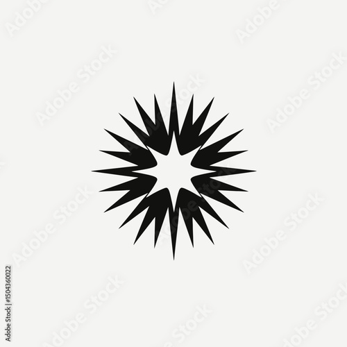 Black white starburst explosion burst shape abstract geometric vector design element graphic illustration silhouette