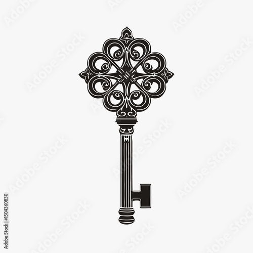 Ornate key vintage key antique key skeleton key decorative key black key design key elegant key silhouette