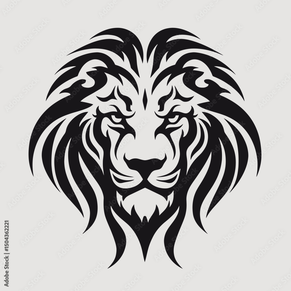 Fototapeta premium Lion head vector illustration animal feline predator mammal wildcat king silhouette tattoo design art