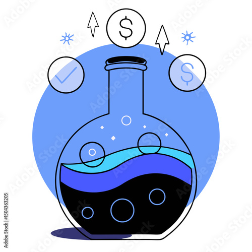 Lab device illustrating financial growth, creative design, representing banking as a laboratory metaphor