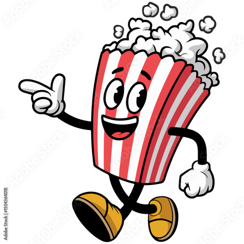 Popcorn cartoon character walking Isolated Vector Art Graphics 