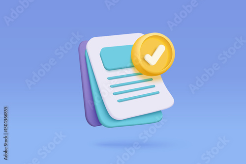 3d white clipboard task management todo check list on blue background, efficient work on project plan concept, assignment and exam, productivity solution icon. 3d icon vector render illustration