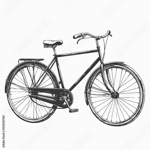 Vintage bicycle bike cycle drawing sketch transport vehicle retro illustration design old fashioned ride silhouette