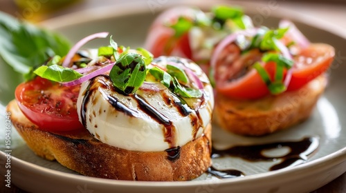 Delicious Appetizer of Gourmet Bruschetta With Fresh Ingredients at a Casual ...