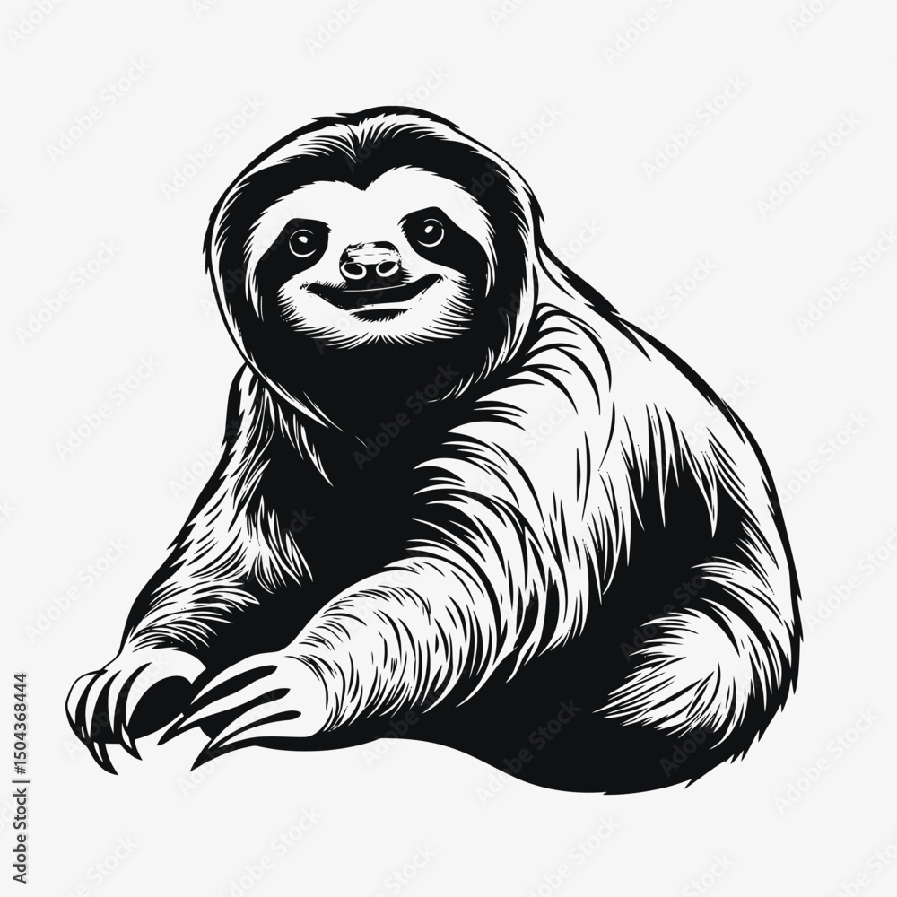 custom made wallpaper toronto digitalSloth animal mammal wildlife nature cute tropical forest jungle slow tree branch adorable black white drawing silhouette