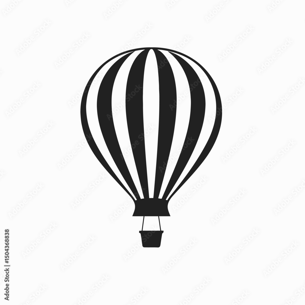 Obraz premium Black white balloon air travel fly striped graphic design illustration vector drawing art image silhouette