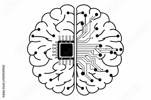 vector illustration of a artificial intelligence brain