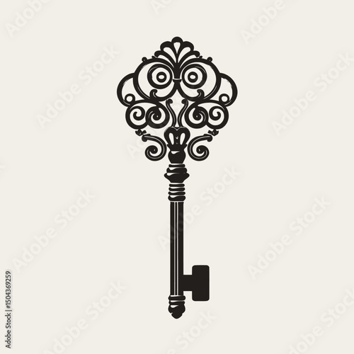 Vintage key antique key ornate key decorative key design key black key vector key illustration key silhouette