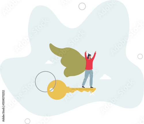 Key success to unlock true potential to win business or career improvement, moving forward for bright future, new opportunity or business direction concept. character life .