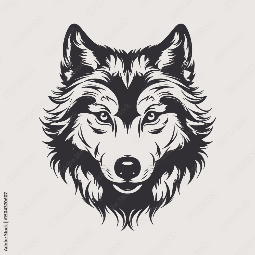 Naklejka premium Illustration wolf head vector animal canine predator mammal wildlife nature design graphic art drawing silhouette