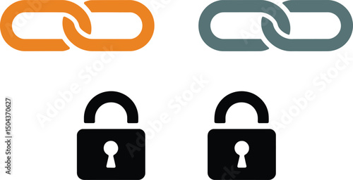 Security Lock and Chain Icon Set Vector Design