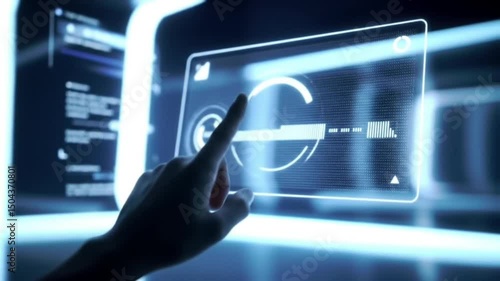 hand pushing a button on a touch screen interface