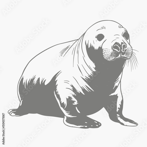 Seal animal mammal aquatic wildlife ocean marine cute portrait illustration drawing art design vector silhouette