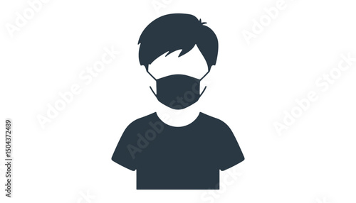 Face Mask Icon Silhouette of Man Wearing Medical Mask


