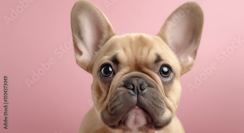 Wallpaper Mural Cute French Bulldog with Big Eyes Against Pink Background Torontodigital.ca