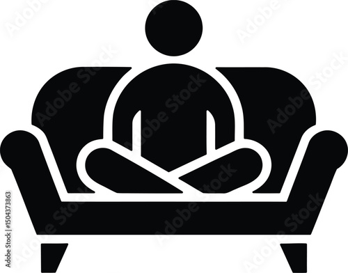 Relaxing Person Sitting on Sofa Icon Vector Illustration