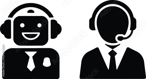AI Chatbot and Customer Service Representative Icon Vector