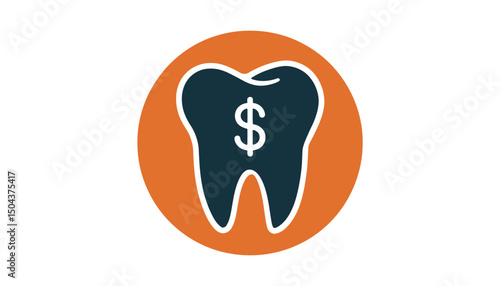 Dental Cost Icon Vector. Tooth with Dollar Symbol Concept Illustration.

