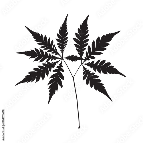 Green cannabis leaf silhouette vector illustration on white background