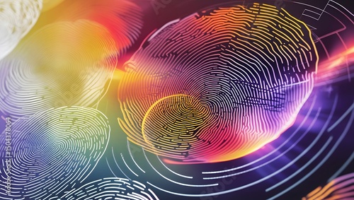 Vibrant Biometric Fingerprint Interface Blending Digital Identity and Security Layers