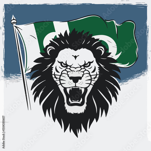 Pakistani Flag with Lion