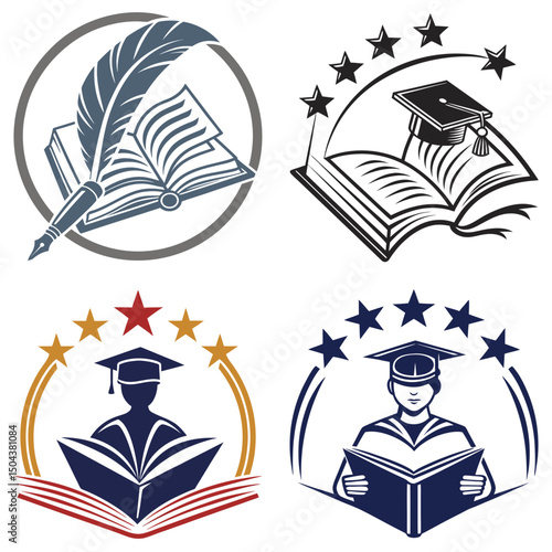 Education and Graduation Vector Logo Set for Academic Achievement and Learning