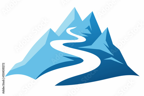 icy mountain pass with steep cliffs and snow swirl