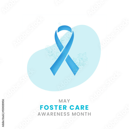 Foster Care awareness Month background design with Blue silk ribbon.