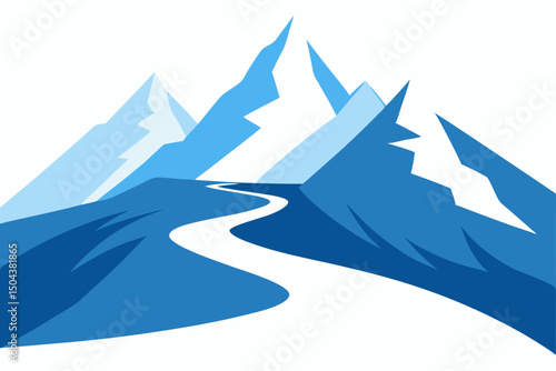 mountain trail blanketed in snow leading toward ja.svg