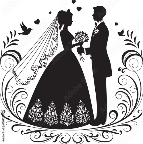 Bride and Groom Silhouette Vector – Romantic Wedding Couple SVG Clipart Set

Wedding Couple SVG Bundle – Bride & Groom Silhouettes for Invitations & Crafts

Bride and Groom Dancing Silhouettes – Elega