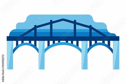 old rail bridge coated in ice and snow spanning 