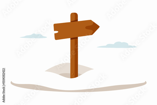 old wooden signpost buried in snow at the edge 