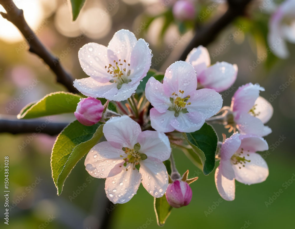 Obraz premium Apple tree in bloom close-up. AI generated.