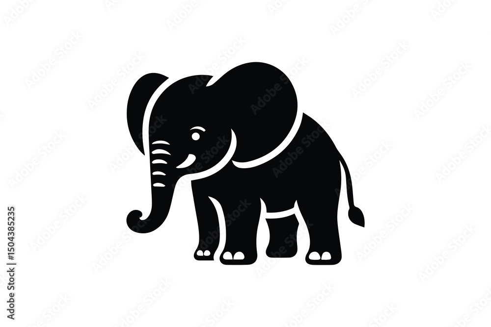 Obraz premium simple and unobtrusive Baby elephant vector silhouette illustration isolated in white background