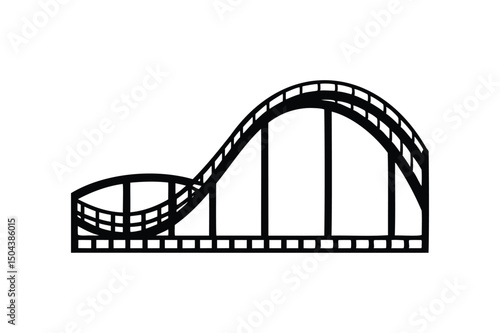 Roller Coaster icon silhouette on white background