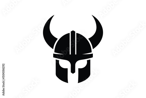 simple and unobtrusive Viking horned helmet vector silhouette illustration isolated in white background