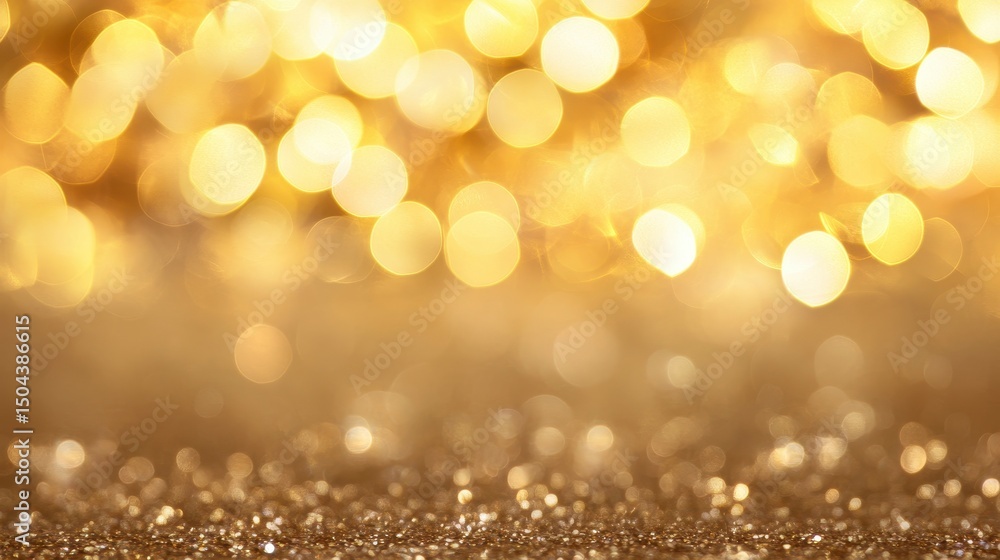 Fototapeta premium Golden festive sparkles and fireworks celebration background