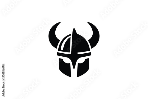 simple and unobtrusive Viking horned helmet vector silhouette illustration isolated in white background