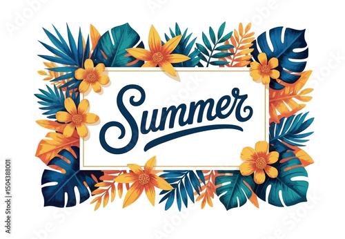 summer abstract vector background design with colorful tropical leaves .