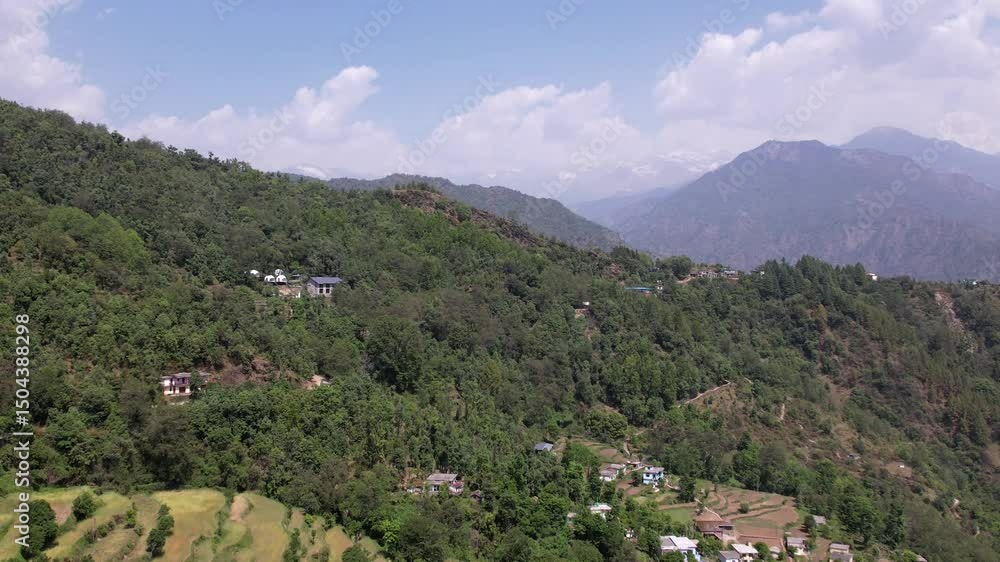 Drone View of Himalayan Mountains – Majestic Aerial Landscape of Snow-Capped Peaks, Rugged Terrain, Valleys, and Natural Beauty in the Himalayas of India and Nepal Drone View of Himalayan Mountains – Majestic Aerial Landscape of Snow-Capped Peaks, Rugged Terrain, Valleys, and Natural Beauty in the Himalayas of India and Nepal
