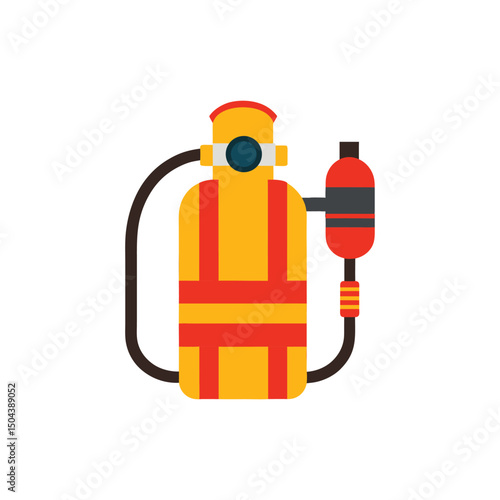 Simplified illustration of a firefighter's breathing apparatus ready for rescue operations