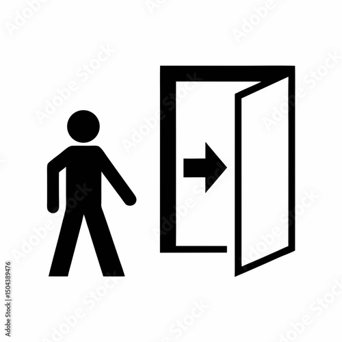 Person Entering Door Icon Vector.