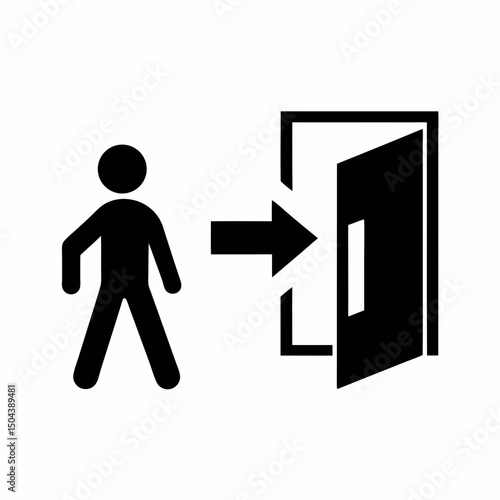 Person Entering Door Icon Vector.
