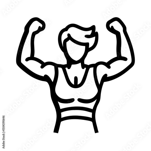 Strong woman flexing muscles in victory pose for fitness concept  
